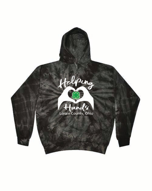 Helping Hands black tie dye hoodie