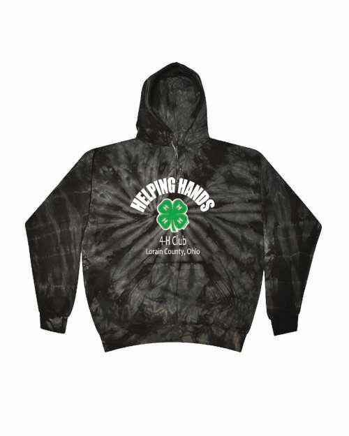 Helping Hands black tie dye hoodie