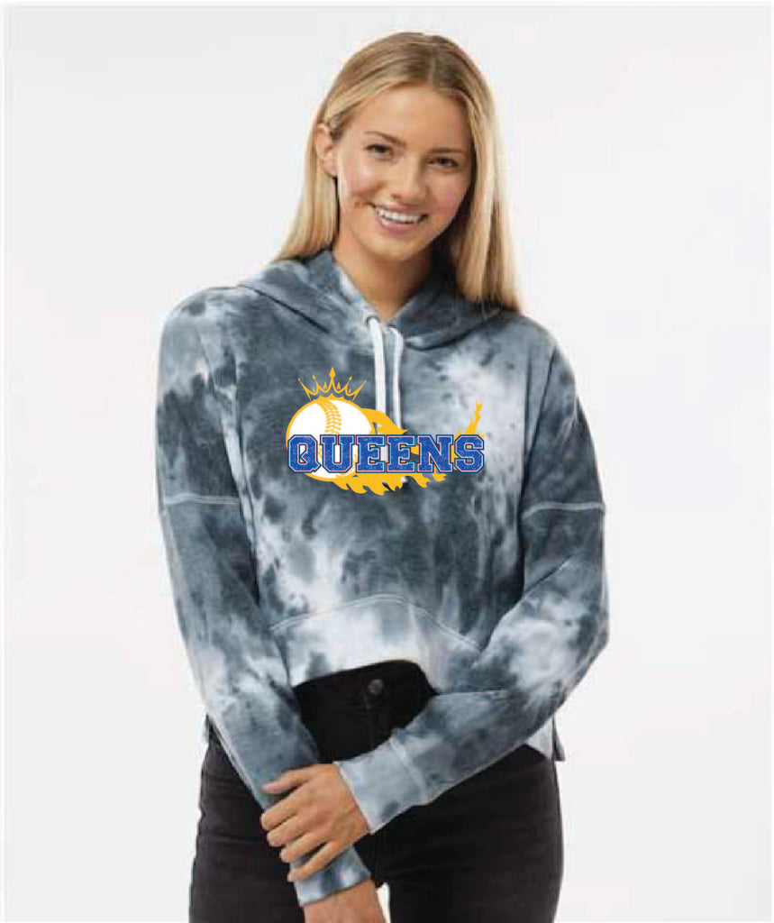 Queens Womens Crop tie dye hoodie
